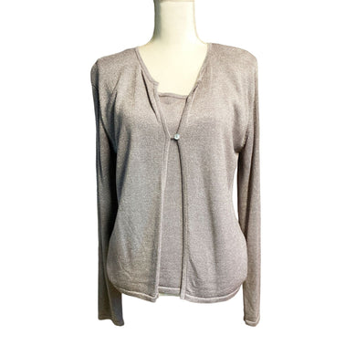 Pre-owned Outfit JPR Scoop Neck Long Sleeve Silk Blend Metallic Knit Sweater Top Sz Large