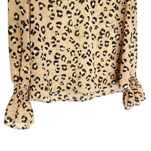 Load image into Gallery viewer, Pre-owned A new Day Cheetah Animal Novelty Print Long Sleeve Blouse V Neck Top Size Medium