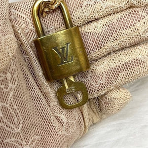 082 Pre Owned Authentic Louis Vuitton Gold Tone Chain Padlock & Key