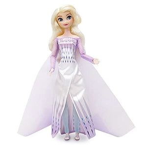 Disney Store Official Princess Elsa Classic Doll for Kids, Frozen 2, 11½ Inches, Includes Golden Brush with Molded Details, Fully Posable Toy Figure in Satin Dress - Suitable for Ages 3+