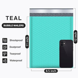 UCGOU Bubble Mailers 8.5x12 Inch Teal 25 Pack Poly Padded Envelopes #2 Medium Mailing Opaque Packaging Postal Self Seal Waterproof Boutique Shipping Bags for Clothes Makeup Supplies