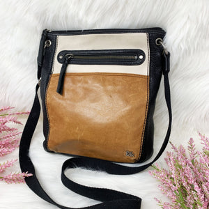 Pre-Owned The Sak Adjustable Strap Pebbled Leather Colorblock Genuine Leather  Crossbody Bags