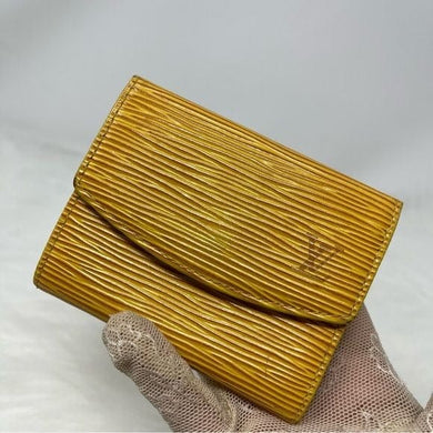 0167 Pre Owned Auth Louis Vuitton Epi Leather Yellow Card Case Wallet CA1927