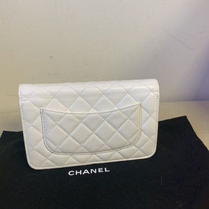 174 Pre Owned Authentic CHANEL Quilted Wallet On Chain White Caviar CHW 31329483