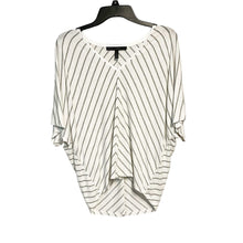 Load image into Gallery viewer, WHBM Pre-owned Super Soft Kimono Sleeve V Neck Loose Fit Stripes Metallic Blouse Top Small