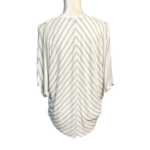 WHBM Pre-owned Super Soft Kimono Sleeve V Neck Loose Fit Stripes Metallic Blouse Top Small