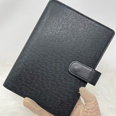 0147 Pre Owned Auth Louis Vuitton Epi Leather Ring Agenda Cover Black SP0081