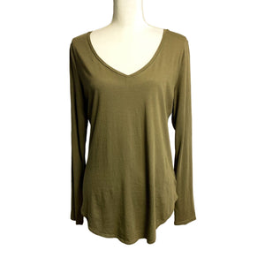 Pre-owned Old Navy Relaxed Womens V Neck Long Sleeve Cotton Soft Green Pullover Top Medium