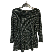 Load image into Gallery viewer, Pre-owned Habitat Womens 3/4 Sleeve Black White Stipes Cotton Knit Top Tunic Blouse Medium
