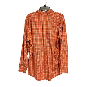 EUC Pre-owned Men's LL Bean Traditional Fit Button Down Shirt Orange Plaid Size Large