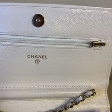 Load image into Gallery viewer, 174 Pre Owned Authentic CHANEL Quilted Wallet On Chain White Caviar CHW 31329483