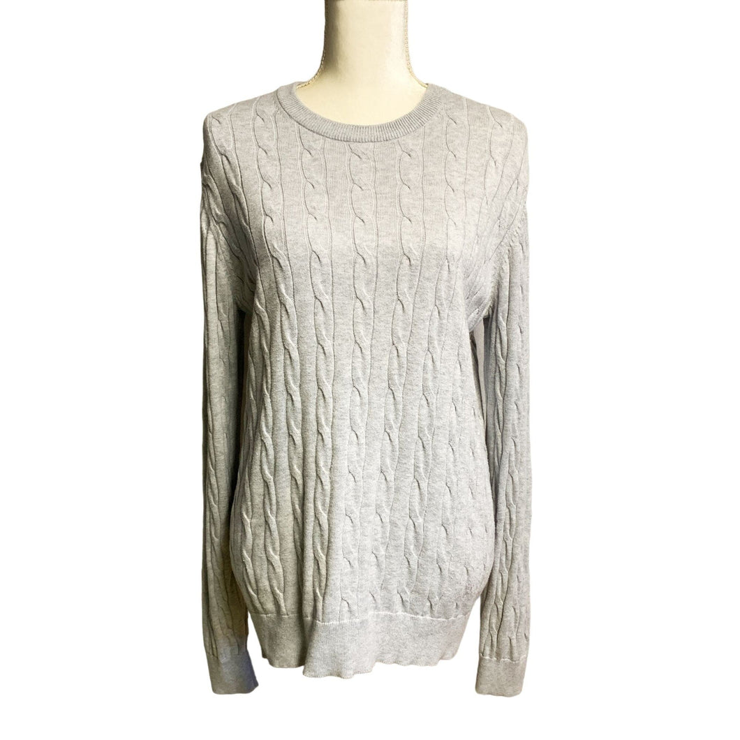 UNIQLO Pre-owned Long Sleeve Crewneck Gray Cotton Cashmere Winter Cable Knit Sweater Small