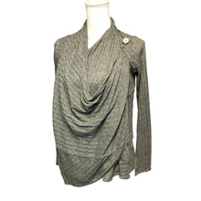 Load image into Gallery viewer, Pre-owned REI Women&#39;s Long Sleeve Wrap Drape Front Lightweight Gray Ribbed Knit Sweater XS