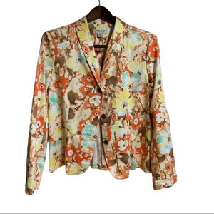 EUC Pre-owned Coldwater Creek Long Sleeve Floral Blazer Size Large