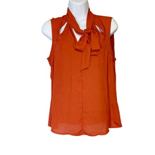 Load image into Gallery viewer, Pre-owned New York &amp; Co Sleeveless Orange Lightweight Breathable Sheer Blouse Size Medium