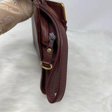 Load image into Gallery viewer, 0165 Pre Owned Auth Cartier Must Line Logo Embossed Leather Bordeaux Clutch Bag