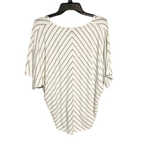 Load image into Gallery viewer, WHBM Pre-owned Super Soft Kimono Sleeve V Neck Loose Fit Stripes Metallic Blouse Top Small