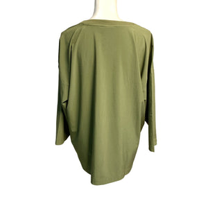 Pre-owned J jill Fit Women's Stretch Crewneck 3/4 Sleeve Green Pullover Tunic Top Medium
