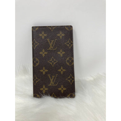 0127 Pre Owned Auth Louis Vuitton Monogram Long Flap Checkbook Wallet CA0936