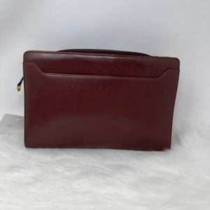 0159 Pre Owned Auth Cartier Must de Cartier Logo Leather Bordeaux Clutch Bag