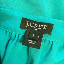 Load image into Gallery viewer, Pre-owned J.Crew Women&#39;s Teal Button Up Pleated Polyester Tuxedo Front Shirt Blouse Sz 2