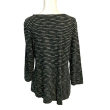Load image into Gallery viewer, Pre-owned Habitat Womens 3/4 Sleeve Black White Stipes Cotton Knit Top Tunic Blouse Medium