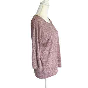 EUC Pre-owned The Limited Women's Scoop Neck Marled Marron 3/4 sleeves Soft  Pullover Sweater Size Small