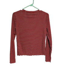 Load image into Gallery viewer, EUC Pre-owned Pink Republic Blouse Long Sleeve Stripes V-Neck Lace Up Pullover Top Medium