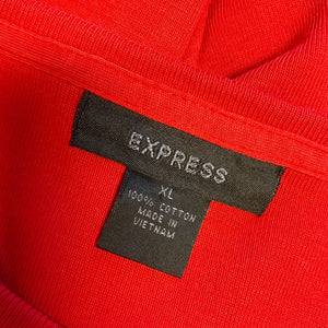Pre-owned Express Women's Tee Oversized Red Long Sleeve Cotton Pullover Shirt Top Size XL