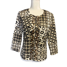 Load image into Gallery viewer, EUC Pre-owned Ruby Rd. Cheetah Print Crewneck Hook Jacket Long Sleeve Semi Blazer Size 6