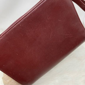 0165 Pre Owned Auth Cartier Must Line Logo Embossed Leather Bordeaux Clutch Bag