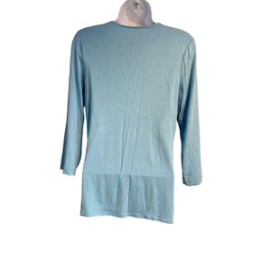 EUC Pre-owned Chico's Women's Ultimate Tee V Neck 3/4 Sleeve Stretchy Soft Blue Top Size 0