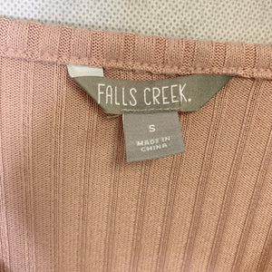 NWT Pre-owned Falls Creek V Neck Long Sleeve Ruffle Soft Flowy Peach Knit Sweater Sz Small