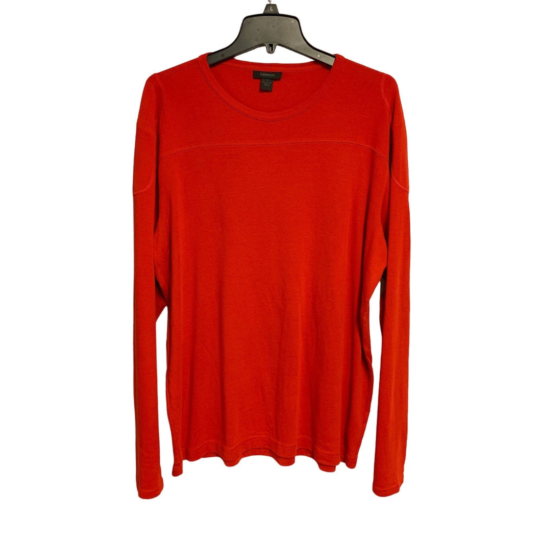 Pre-owned Express Women's Tee Oversized Red Long Sleeve Cotton Pullover Shirt Top Size XL
