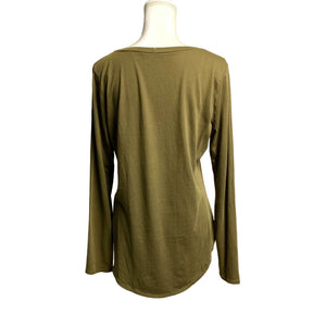 Pre-owned Old Navy Relaxed Womens V Neck Long Sleeve Cotton Soft Green Pullover Top Medium