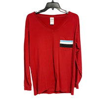 Load image into Gallery viewer, EUC Pre-owned Pink Victoria&#39;s Secret Tops Long Sleeve Red V Neck Cotton T-Shirt Size XS
