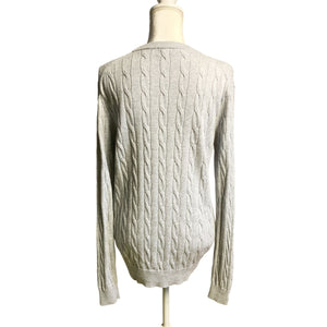 UNIQLO Pre-owned Long Sleeve Crewneck Gray Cotton Cashmere Winter Cable Knit Sweater Small