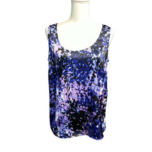 Load image into Gallery viewer, Anne Klein Pre-owned Abstract Printed Blouse Sleeveless Scoop Neck Purple Satin Top Medium