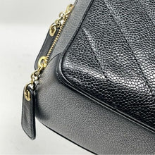 Load image into Gallery viewer, 173 Pre Owned Auth CHANEL Chevron Caviar Leather Zip Chain Shoulder Bag 6877687