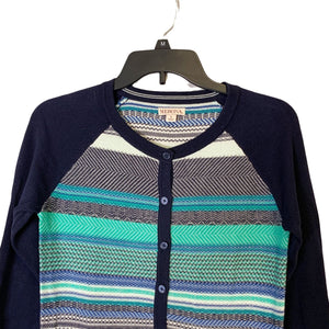 Pre-owned Merona Stripes Multicolor Cotton 3/4 Sleeve Button Down Cardigan Sweater Small