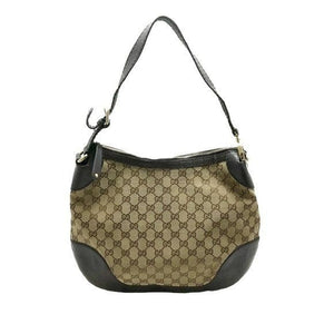 07 Pre Owned Authentic GUCCI GG Charlotte Canvas Shoulder Hobo Bag 211810.497717