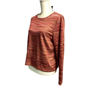 Pre-owned Rafaella Women's Long Sleeve Soft Pink Brown Marled Knit Pullover Sweater Large