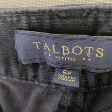 Load image into Gallery viewer, EUC Pre-owned Talbots Petites Women&#39;s Mid Rise Navy Corduroy Curvy Bootcut Jeans Size 8P