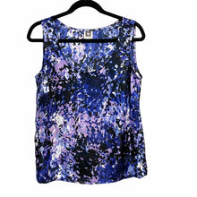 Load image into Gallery viewer, Anne Klein Pre-owned Abstract Printed Blouse Sleeveless Scoop Neck Purple Satin Top Medium