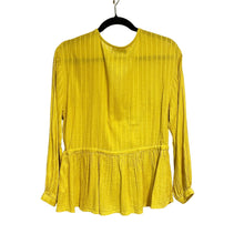 Load image into Gallery viewer, RD &amp; Koko Pre-owned Anthropologie Linen Blend Mustard Boho Lagenlook Hippie Lace Blouse