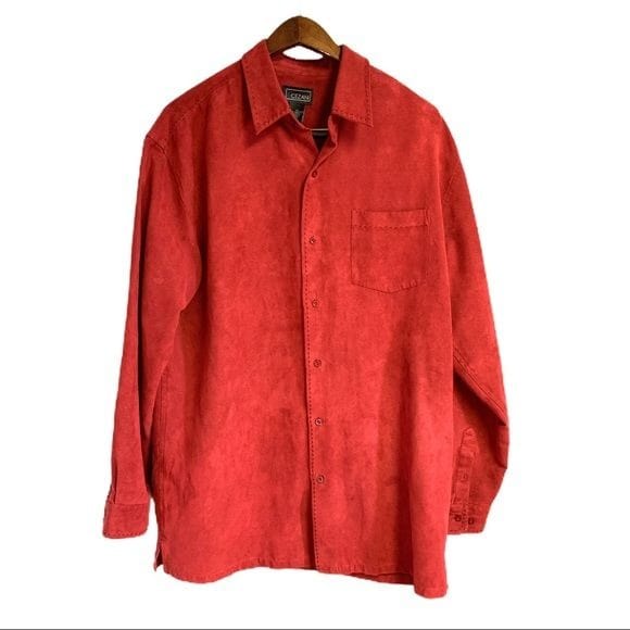 EUC Pre-Owned Cezani Men's Collared Long Sleeve Scarlet Red Button Down Shirt Size LT