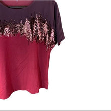 Load image into Gallery viewer, NWT Pre-owned Coldwater Creek Round Neck Short Sleeve Celestial Sequin Tee Tops Size XS