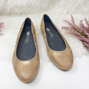 Pre- Owned Dr. Scholl's Gold Metallic Be Free Comfy Lightweight Slip On Ballet Flat Shoes Size 8B