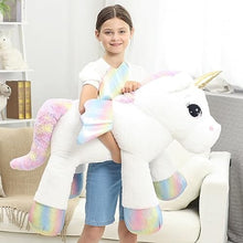Load image into Gallery viewer, 44 Inch Giant Unicorn Stuffed Animal Pillow, Cute Soft Big Unicorn with Rainbow Wings, Large Plush Toy Lovely Color Unicorn, Christmas Birthday Decorations Gifts for Children, Girls, Boy and Kids