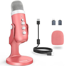 Load image into Gallery viewer, ZealSound Gaming USB Microphone,Pink Microphone with Quick Mute for Phone Computer PC PS5,Studio Mic with Gain Control,Echo&amp;Monitor Volume Adjust for Streaming Vocal Recording ASMR Podcast Video K66